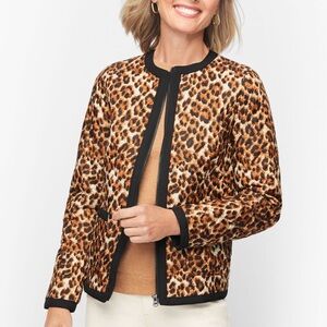 TALBOTS Animal Print Quilted Zip Jacket Women’s Small NEW 553